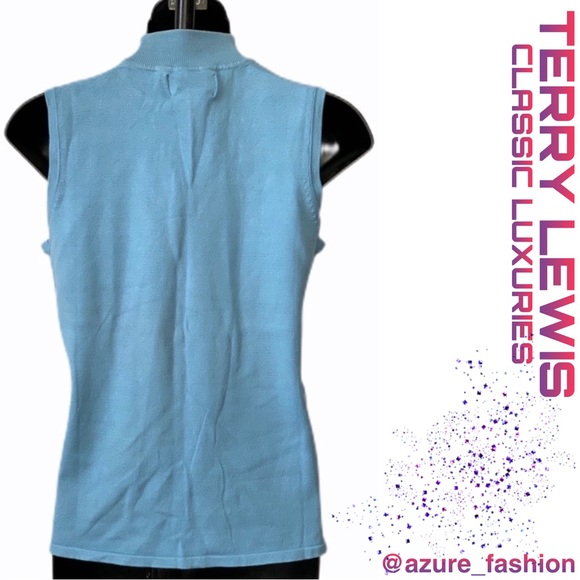 TERRY LEWIS CLASSIC LUXURIES Silk Mix Light Blue Tank Sweater! - Picture 2 of 2